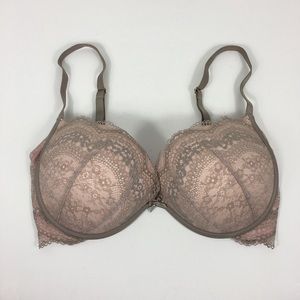 VS Plunge Light Pink/Grey Lace Bra EC 34B